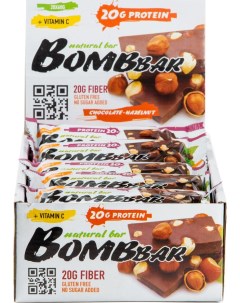 Протеиновый батончик Natural Bar 20 шт x 60 г шоколад фундук Bombbar