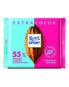 Шоколад молочный из Ганы 55 какао 100 г Ritter sport