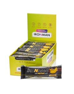 Батончики TRI Protein Bar 24 шт банан темная глазурь Ironman