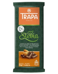 Шоколад молочный с миндалем и со стевией 75 г Trapa