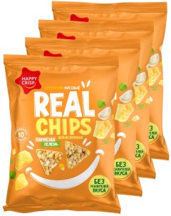 Чипсы кукурузно рисовые Real Chips цельнозерновые пармезан с чесноком и зеленью 4шт х 50г Happy crisp