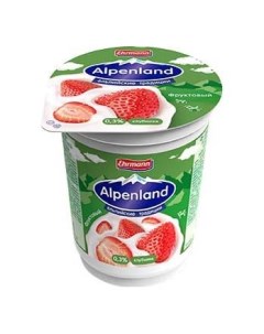 Йогурт клубника 0 3 320 г бзмж Alpenland