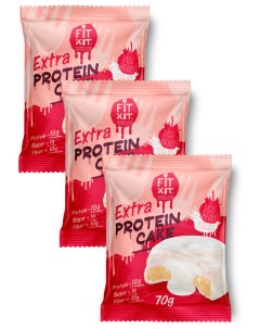 Протеиновое печенье Protein Cake EXTRA 3шт x 70г Малина йогурт Fit kit
