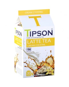 Чай черный Латте чай Сливочный коктейль с добавками 30 пакетиков Tipson