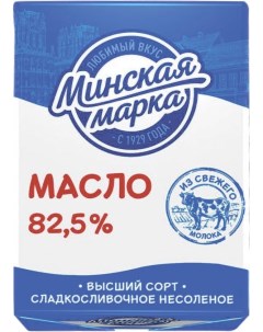 Сладкосливочное масло несоленое Крестьянское 72 5 БЗМЖ 180 г Минская марка