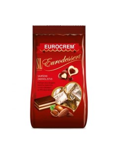 Конфеты EURODESSERT слоеные какао молочные с лесным орехом и миндалём глазированные 150г Swisslion