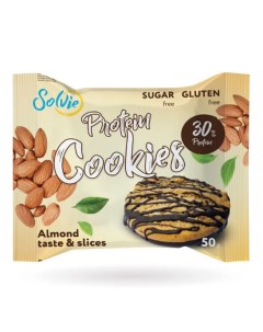 Протеиновое печенье Protein Cookies 8 шт вкус миндальное с кусочками миндаля Solvie