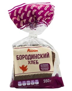 Хлеб АШАН Бородинский заварной ржано пшеничный 350 г Ашан красная птица