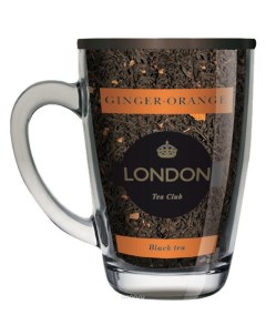 Чай черный Имбирь апельсин ТМ 70г в стеклянной кружке London tea club