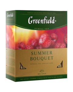 Чай Summer Bouquet травяной аром малина шиповник 100 пакетиков по 2г Greenfield