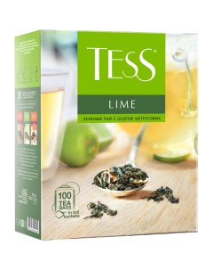 Чай Lime зеленый с цедрой цитрусовых 100 фольг пакетиков по 1 5г Tess