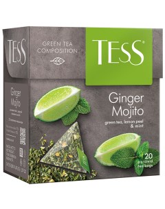Чай Ginger Mojito зеленый цитрус имбирь мята 20 пакетиков пирмидок по 1 8г Tess