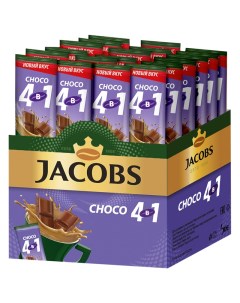 Кофе растворимый Choco с какао порошком 4в1 порционный 24 пакетика 13 5г Jacobs