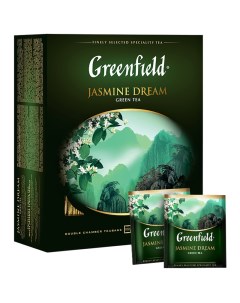 Чай Jasmine Dream зеленый с жасмином 100 фольг пакетиков по 2г Greenfield