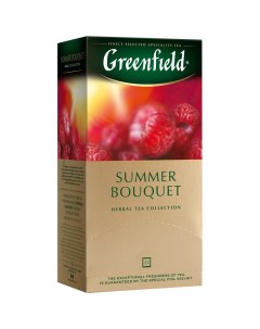 Чай Summer Bouquet травяной аром малина шиповн 25 фольг пакетиков по 1 5г Greenfield