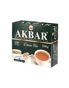 Чай зеленый green китайский 100 пакетиков Akbar