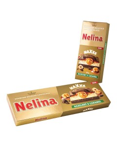 Шоколад Nelina Premium Belgian chocolate Maxxx молочный фундук и карамель 305 г Nelly