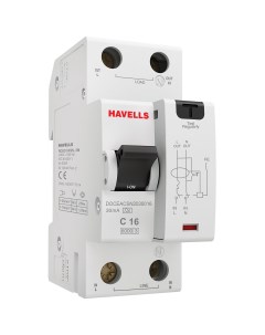 Дифференциальный автоматический выключатель 1P N 6kA C 16A 30 мА Тип A 2М Havells