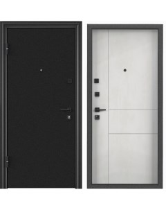 Дверь входная для квартиры металлическая Torex Flat M 860х2050 левый темно серый бетон Torex стальные двери