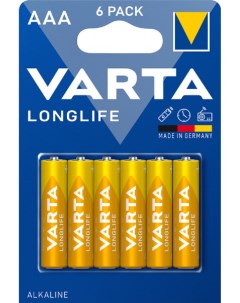 Батарейка AAA щелочная LR3 6BL Longlife в блистере 6шт 04103101416 Varta