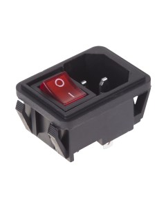 Выключатель клавишный ON OFF красный с подсветкой и штекером C14 3PIN 36 2270 Rexant