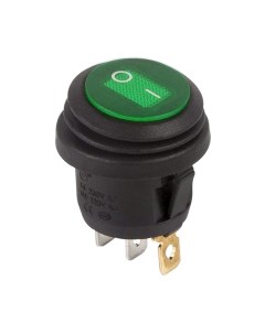 Круглый выключатель клавишный ON OFF зеленый с подсветкой влагозащита 36 2597 Rexant