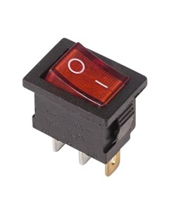Выключатель клавишный Mini ON OFF красный с подсветкой 250В 6А 3с 36 2150 Rexant
