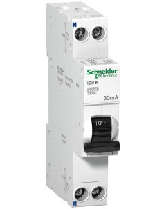 Выключатель автоматический дифференциальный iDif K 1п N 16А C 30мА тип A код A9D49616 Schneider electric