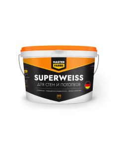 Краска для стен и потолков интерьерная Superweiss супербелая 14кг Masterfarbe