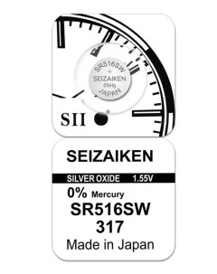Батарейка 317 SR516SW Silver Oxide 1 55V 1 шт Seizaiken