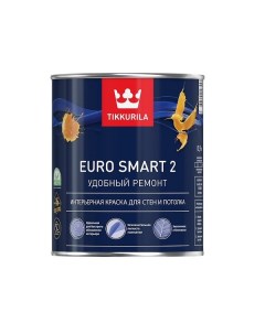 Краска EURO SMART 2 интерьерная для стен и потолков 0 9 л Tikkurila