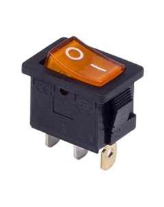 Выключатель клавишный Mini ON OFF желтый с подсветкой 250В 6А 3с 36 2152 Rexant