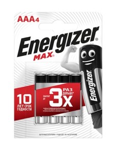 Батарейки Max AAА мизинчиковые щелочные алкалиновые 4 шт Energizer