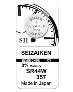 Батарейка 357 SR44W Silver Oxide 1 55V 1 шт Seizaiken