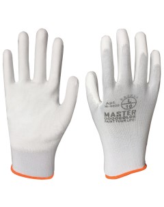 Перчатки белые полиэстер с обливкой из полиуретана водоотталкивающие р р XL 10 Master color