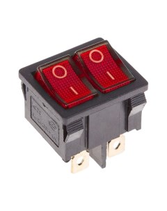 Выключатель клавишный Mini ON OFF красный с подсветкой 250В 6А 6с 36 2160 Rexant