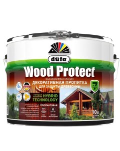 Пропитка для защиты древесины wood protect supreme бесцветная полуматовая 10л Dufa