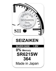 Батарейка 364 SR621SW Silver Oxide 1 55V 1 шт Seizaiken