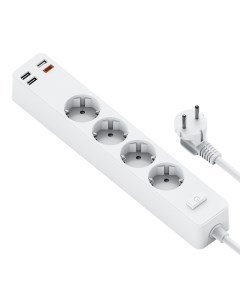 Сетевой удлинитель WiWU Power Strip Socket with 4 x AC 3 x USB 20W Type C PD White Nobrand