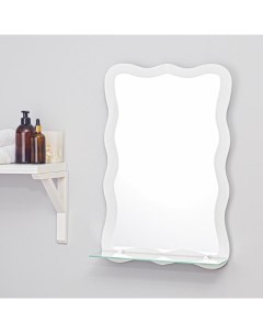 Зеркало Облако с пескоструйной графикой настенное с полочкой 40 5x60 см Economtk
