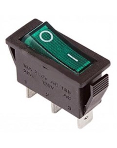 Выключатель клавишный ON OFF зеленый с подсветкой 250В 15А 3с 36 2213 Rexant