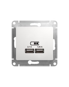 Розетка GLOSSA USB 5В 2100мА 2х5В 1050мА механизм белый код GSL000133 Schneider Electr Systeme electric