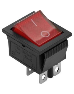 Клавишный выключатель красный с подсветкой 4 контакта 250В 16А ВКЛ ВЫКЛ тип RWB 50 Duwi
