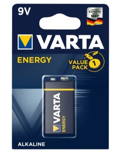 Батарейка 9V Крона щелочная Energy 6LR 61 4122 в блистере 1шт Varta