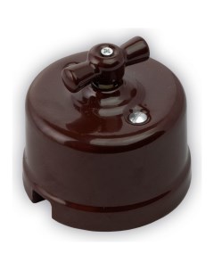 Проходной одноклавишный выключатель керамический ретро цвет коричневый R SW 12 Retrika