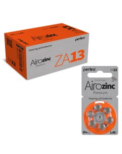 Батарейки Airozinc Premium ZA13 для слухового аппарата 60 шт 10x6 шт Perfeo