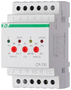 Реле напряжения CP 731 монтаж на DIN рейке 3х400 230 N 2х8А 1Z 1R IP20 F F EA04 009 005 Евроавтоматика f&f