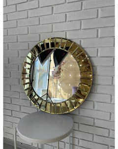 Зеркало круглое Аура 70 см в золотой раме с фацетом для ванной Мир стекла и зеркал