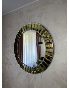 Зеркало круглое Аура 80 см для ванной в золотой раме фацет Мир стекла и зеркал