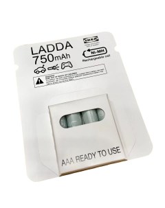 Аккумуляторные батарейки ИКЕА 750 AAA 4 шт Ladda